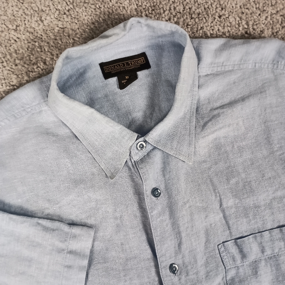 Donald J Trump 100% Linen Signature Collection Men's Short Sleeve Shirt XL